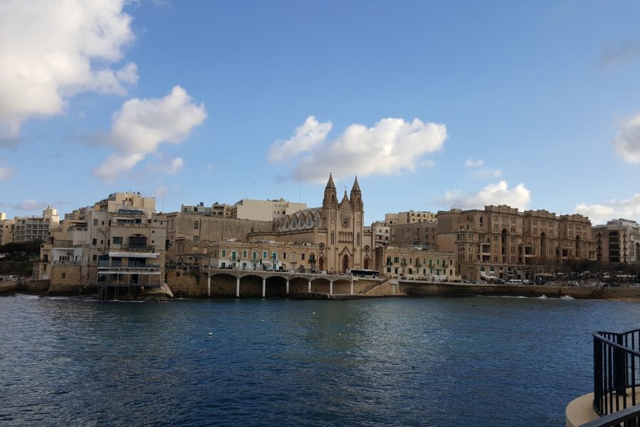 Balluta across Sliema Promenade Malta